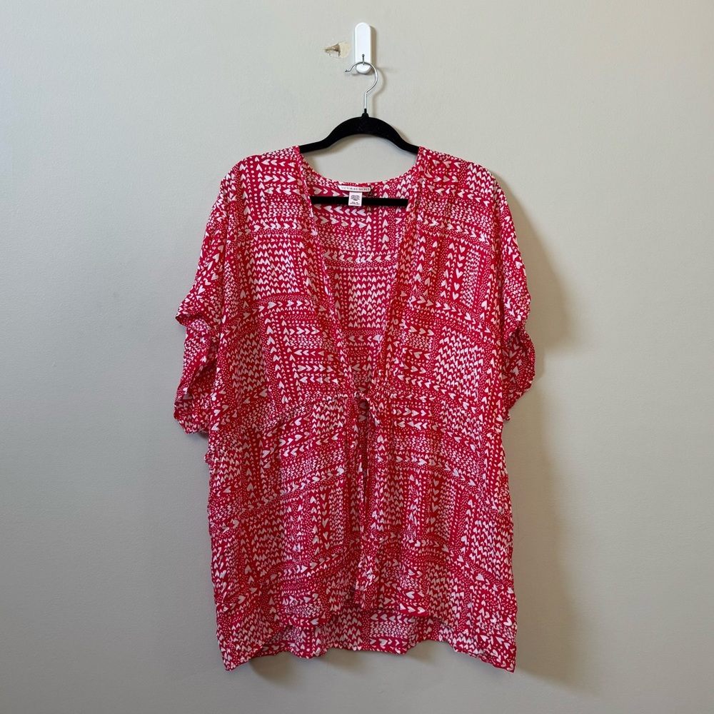 Victoria’s Secret Red/white heart all over print kimono robe - ONE SIZE